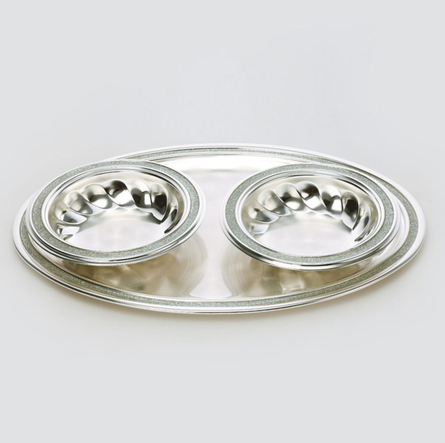 AR0080-Silver Finish Nut Bowl With Tray Main Image